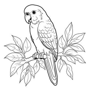 Bird perched on tree trunk coloring page