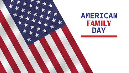 American Family Day background with waving United States flag. Vector illustration for a national holiday celebration.