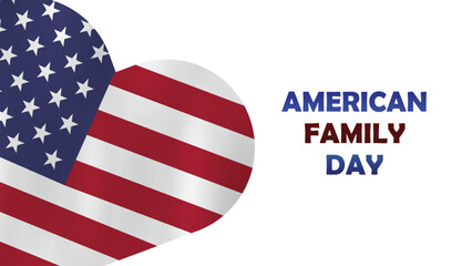 American Family Day celebration banner. Vector graphic of a USA flag heart symbol for a national United States event.