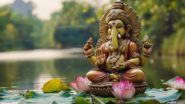 Ganesha lotus flower in pond. Selective focus. nature.