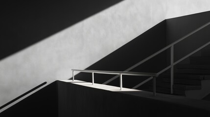 Obraz premium Light and shadow create dynamic patterns on modern architecture staircase during midday sunlight