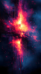 Abstract Digital Art: Glowing Gridlines and Vibrant Hues Intersect in a Futuristic,  Dynamic Composition.