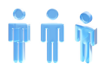 Translucent Glass Male pictogram Symbol 3D graphic