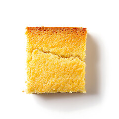 Fototapeta premium Square Slice of Cornbread on White Background