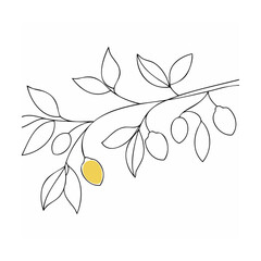 Yellow fruit on a branch with leaves nature