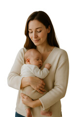 mother with baby on transparent background. children's things. motherhood. fatherhood. childhood