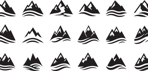 Mountain Peaks Vector Collection – Wilderness and Alpine Clipart Silhouettes

