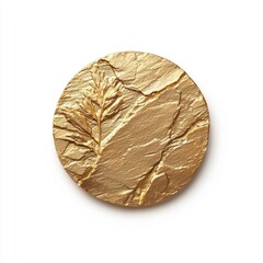 Golden medal, shiny and bright, isolated on white background.