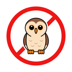 No Owl Sign on White Background
