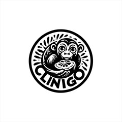 Monkey eating fruit logo