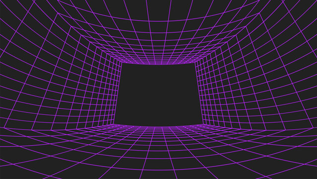 3d wireframe perspective grid room template design vector illustration background. Empty 3 dimension virtual room with perspective wireframe grid geometric sketch. Cyber virtual line interior frame.