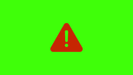 Red warning sign on a bright green background symbolizing danger and alerts