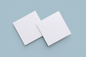 Square Bifold For Mockup With Blue Background 