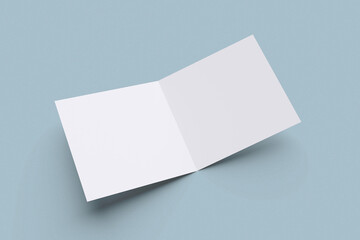 Square Bifold For Mockup With Blue Background 
