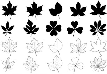 Tropical leaves silhouette collection for graphic design, nature, and summer concepts. tropical leaf Vector illustration with monochrome foliage