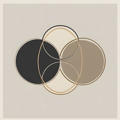 Abstract geometric art circles overlapping modern minimalist design neutral beige tones background