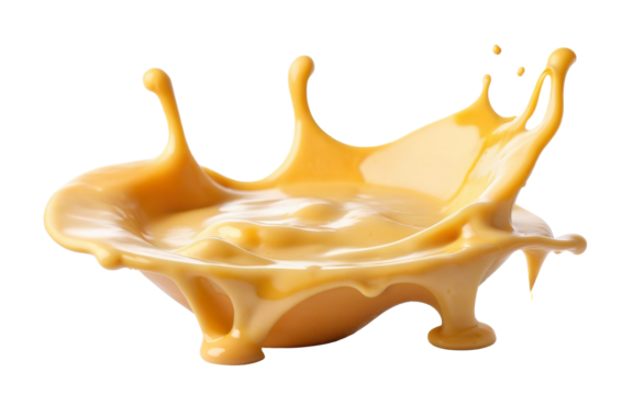 stretchy cheese sauce splash on transparent background