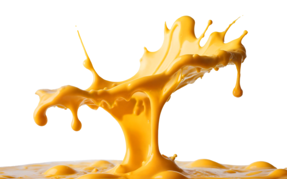 stretchy cheese sauce splash on transparent background