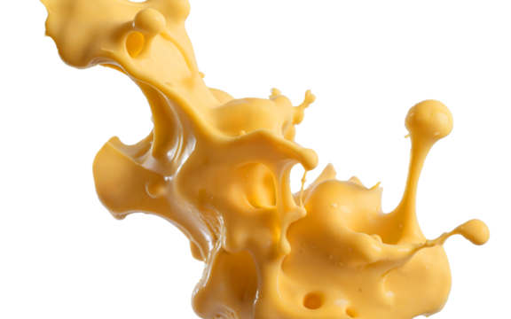 stretchy cheese sauce splash on transparent background
