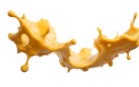 stretchy cheese sauce splash on transparent background