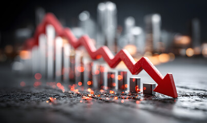 Business Decline Red Arrow Chart