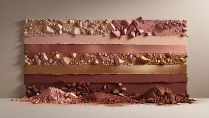 Makeup pigments in warm tones, perfect for packaging design, cosmetic mockups, and beauty advertising projects.