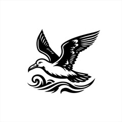 Obraz premium Seagull flying over waves