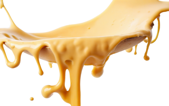 stretchy cheese sauce splash on transparent background