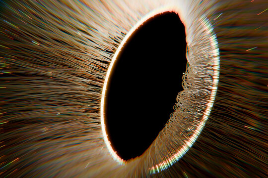 Abstract 3d eye with particle effect in macro render