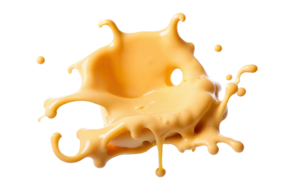 stretchy cheese sauce splash on transparent background