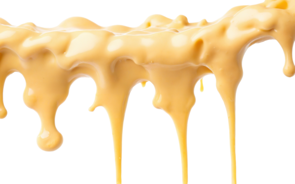 stretchy cheese sauce splash on transparent background