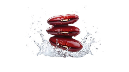 Scarlet Runner Bean stack with half slice falling png