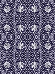 Blue White Ornate Geometric Seamless Pattern