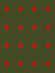 Abstract seamless fabric pattern red lines green space