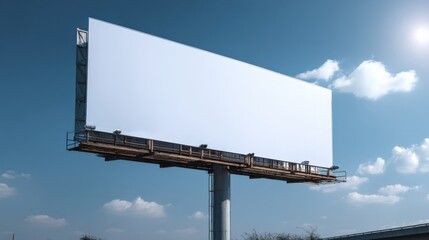 Fototapeta premium Large Empty Billboards Outdoor Advertising Space on Clear Sky Bright Day with Sunlight and Clouds for Marketing and Promotion Purposes