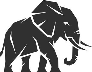 Elephant icon in the form of a black silhouette, side view icon, large elephant icon.