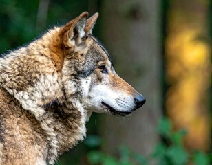 Obraz premium Wolf profile in forest