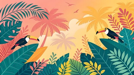 seamless pattern with birds and flowers