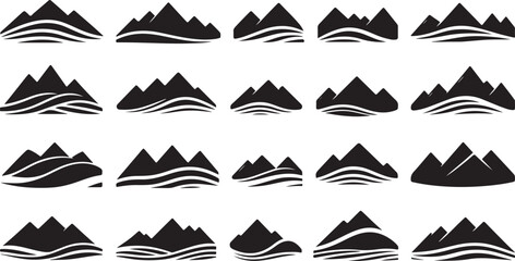 Mountain Peaks Vector Collection &ndash; Wilderness and Alpine Clipart Silhouettes

