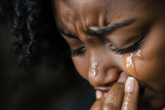 Emotional moment of joy with tears and heartfelt expression