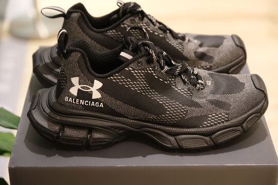 Shanghai,China-May 10th 2025: Balenciaga 3XL x Under Armour shoes in store