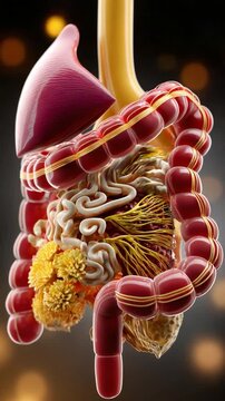 Anatomical Exploration: Detailed illustration of the human digestive system, showcasing the intricate organs and pathways essential for biological processes. 