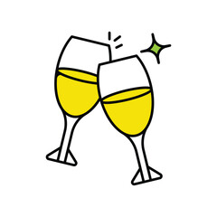 Champagne Flute color line icon with white background vector stock illustration