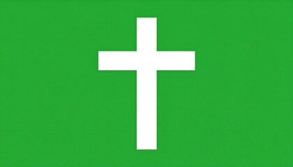 Obraz premium Simple white cross on solid green background