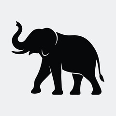 Silhouette african elephant walking isolated on white background vector illustration