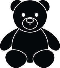 Beautiful Black Teddy Bear Vector Illustration Silhouette