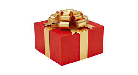 Obraz premium Ai generated image of a red gift box with a gold ribbon and bow isolated on transparent background