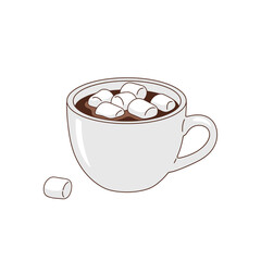 Sweet Hot Chocolate and Marshmallows in a Ceramic Cup Illustration