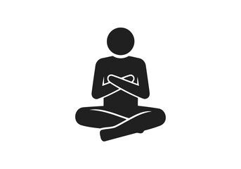 Vector illustration of a silhouette of a person in a meditative pose, symbolizing peace, mindfulness, and inner balance