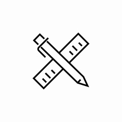 ruler pencil crossed icon sign vector
